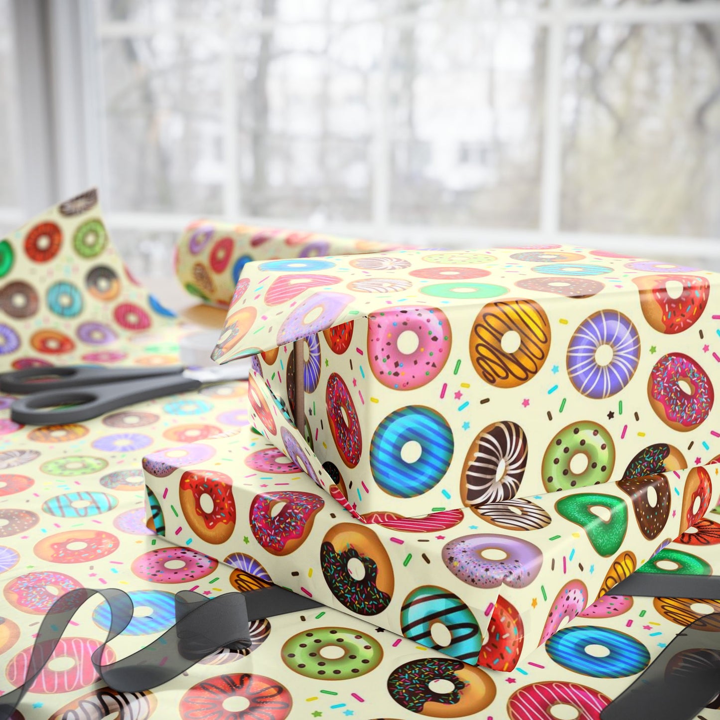 Donut Variety Pattern Gift Wrapping Paper