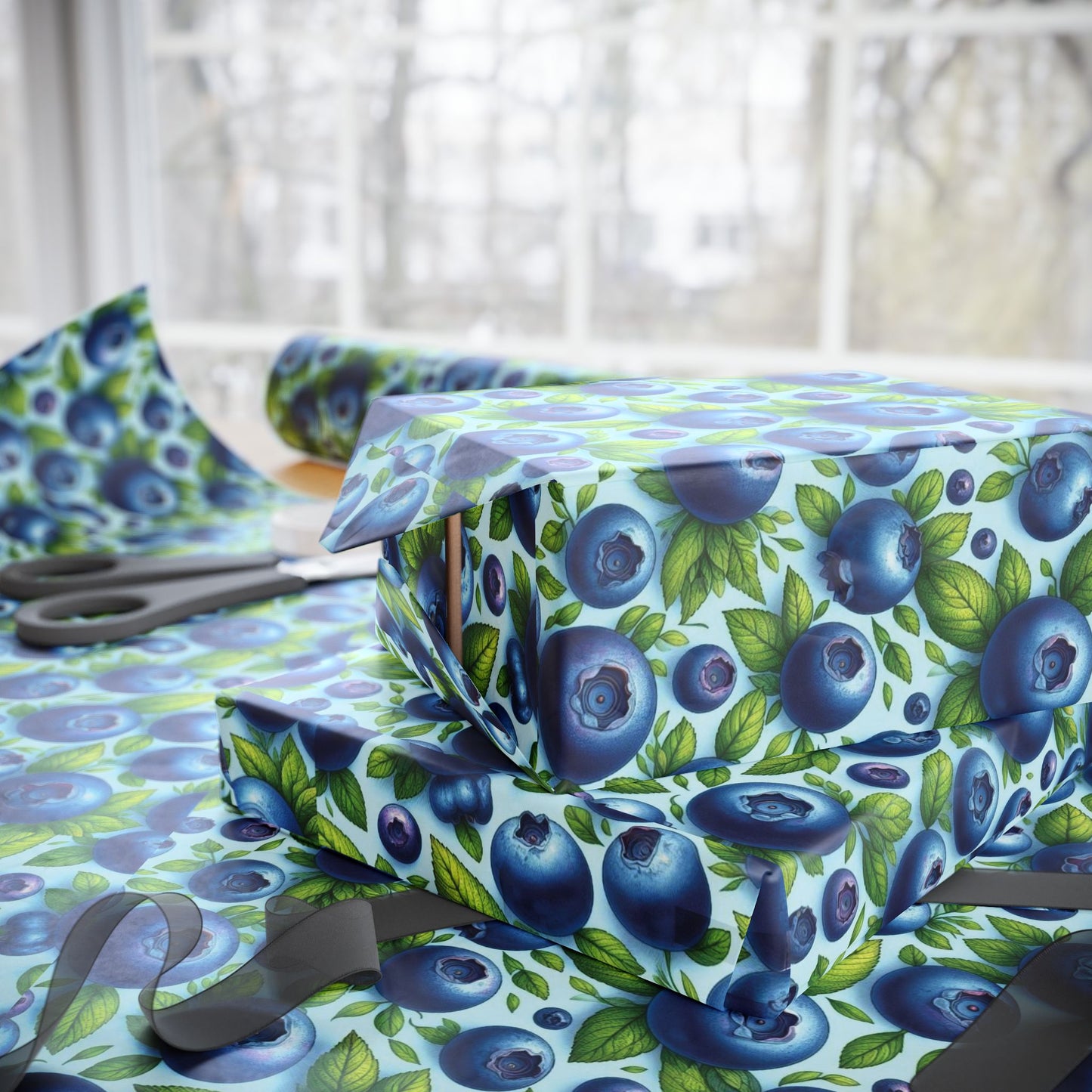 Colorful Blueberry Wrapping Paper Roll - Festive Gift Wrap for Birthdays, Holidays, Parties, Baby Showers, and Celebrations