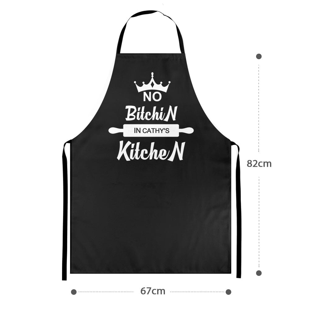 Custom Name Apron – “No Bitchin’ in My Kitchen” Personalized Apron Gift for Her, Funny Kitchen Gift, Cooking Apron with Sayings