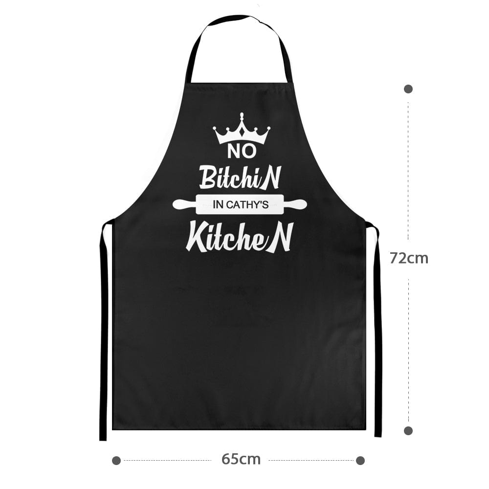 Custom Name Apron – “No Bitchin’ in My Kitchen” Personalized Apron Gift for Her, Funny Kitchen Gift, Cooking Apron with Sayings